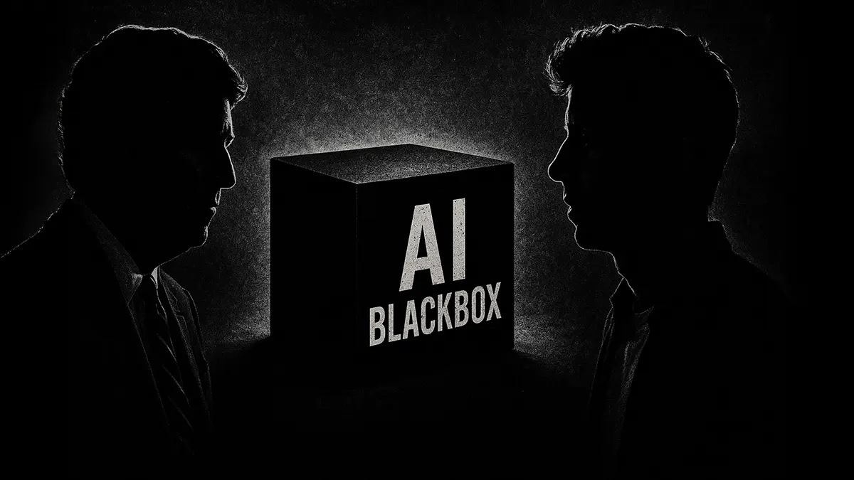 Sam Altman und Tucker Umrisse und eine AI Blackbox